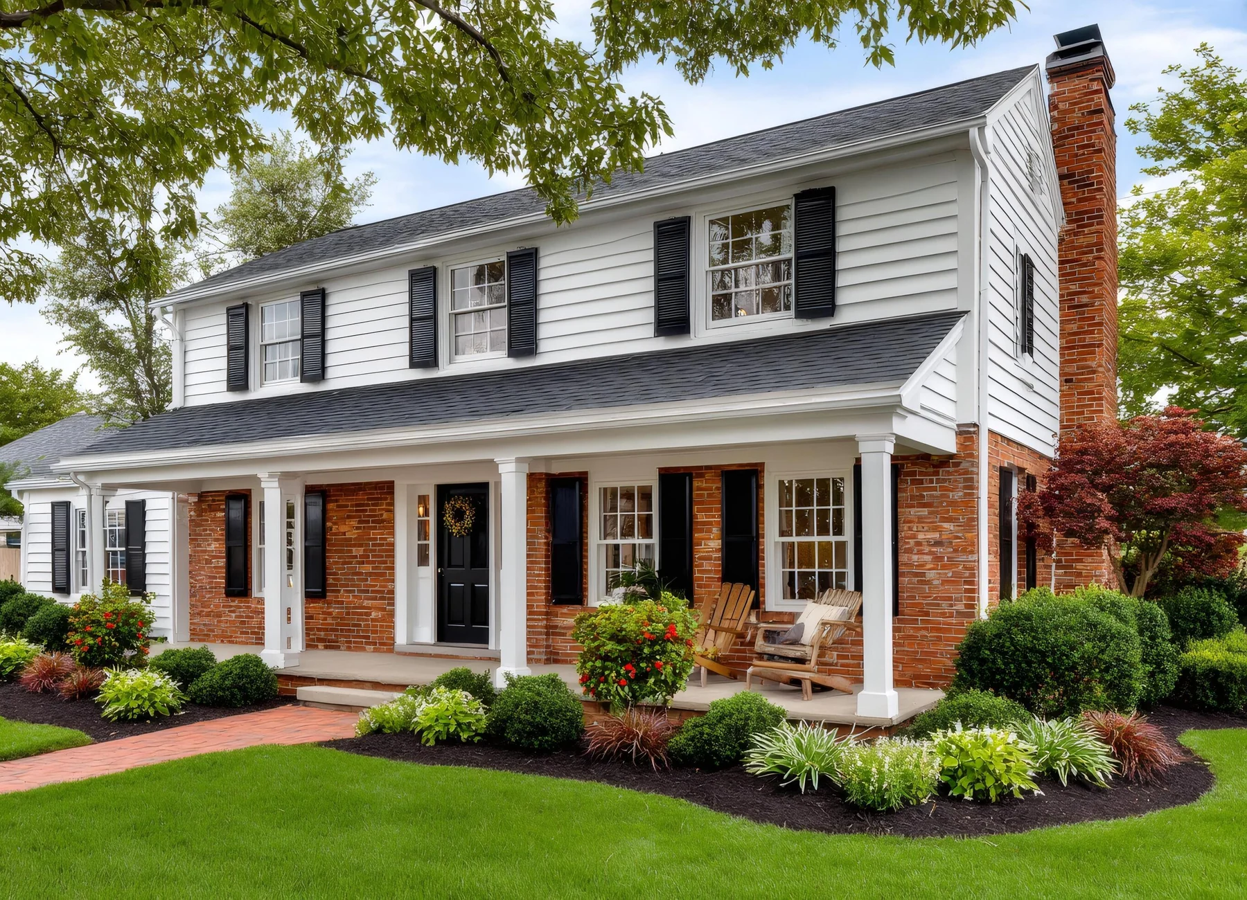 Colonial-style neighborhood home representing Homewood, Alabama